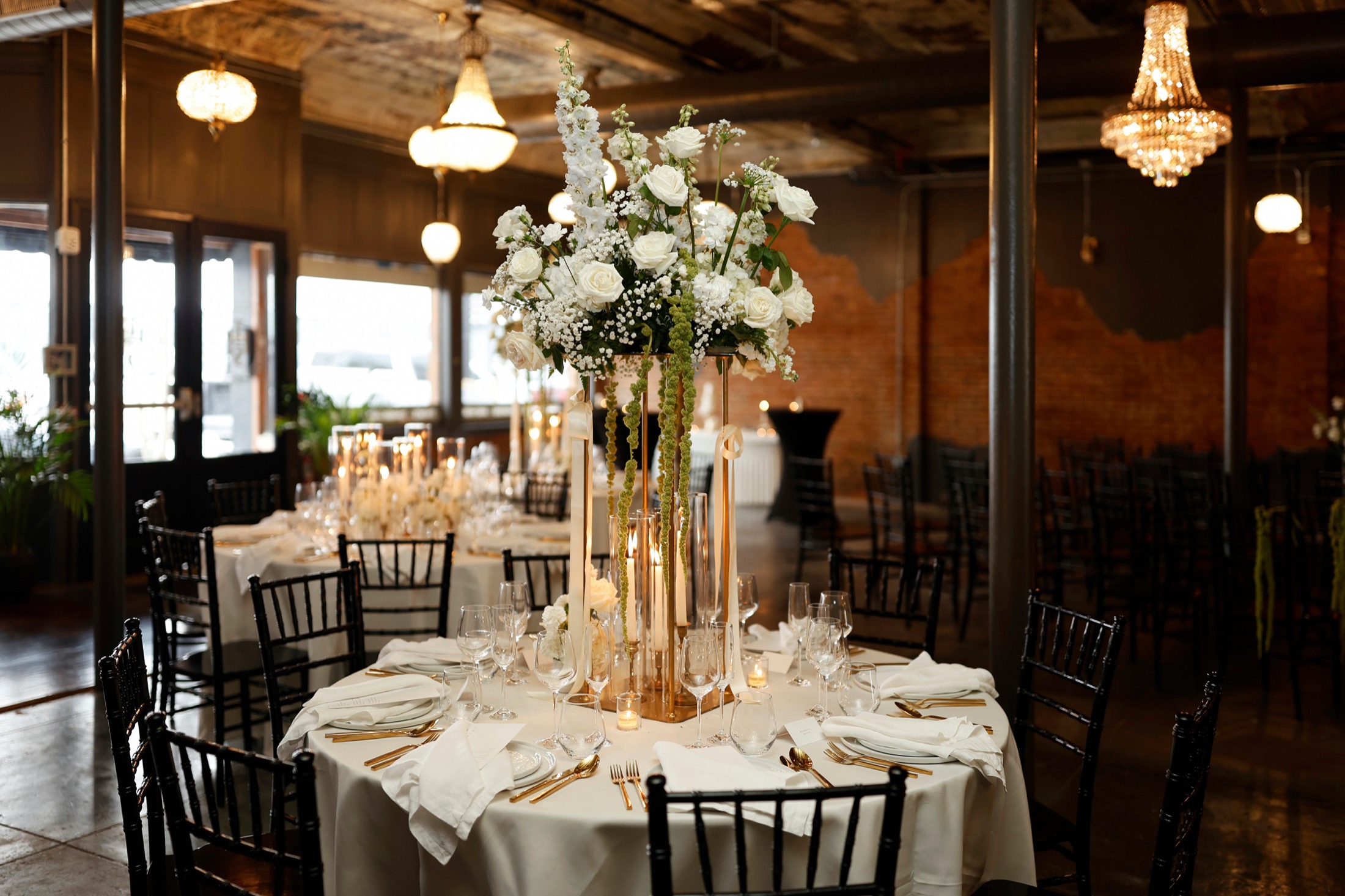 Reception tables arranged in the Main Hall